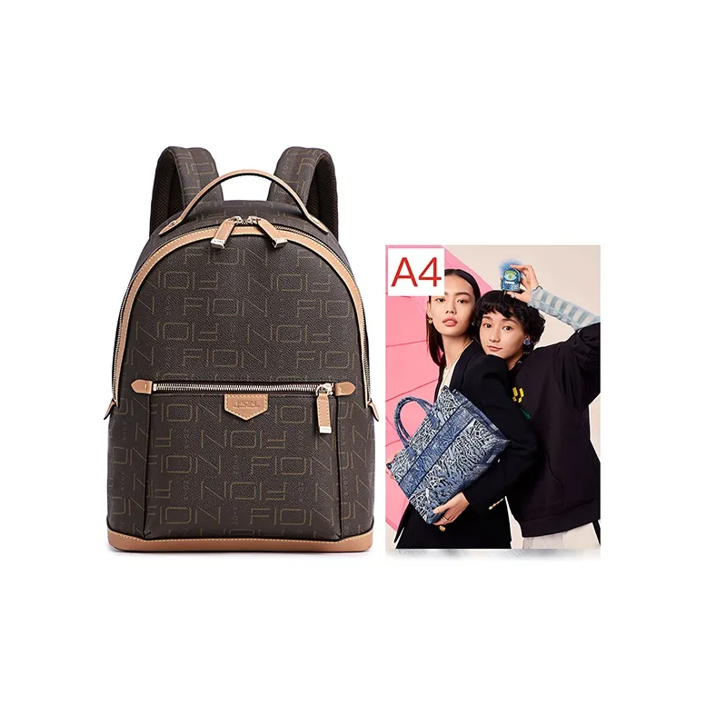 FION PVC Backpack Tubas Women's Coffee & Tea Brown-4