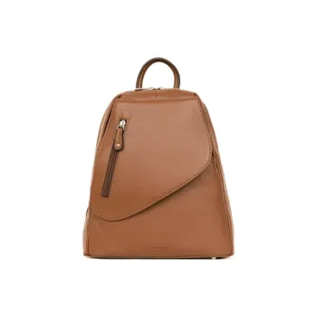 H HEXAGONA PARIS Grain Leather Backpack Women's Brown