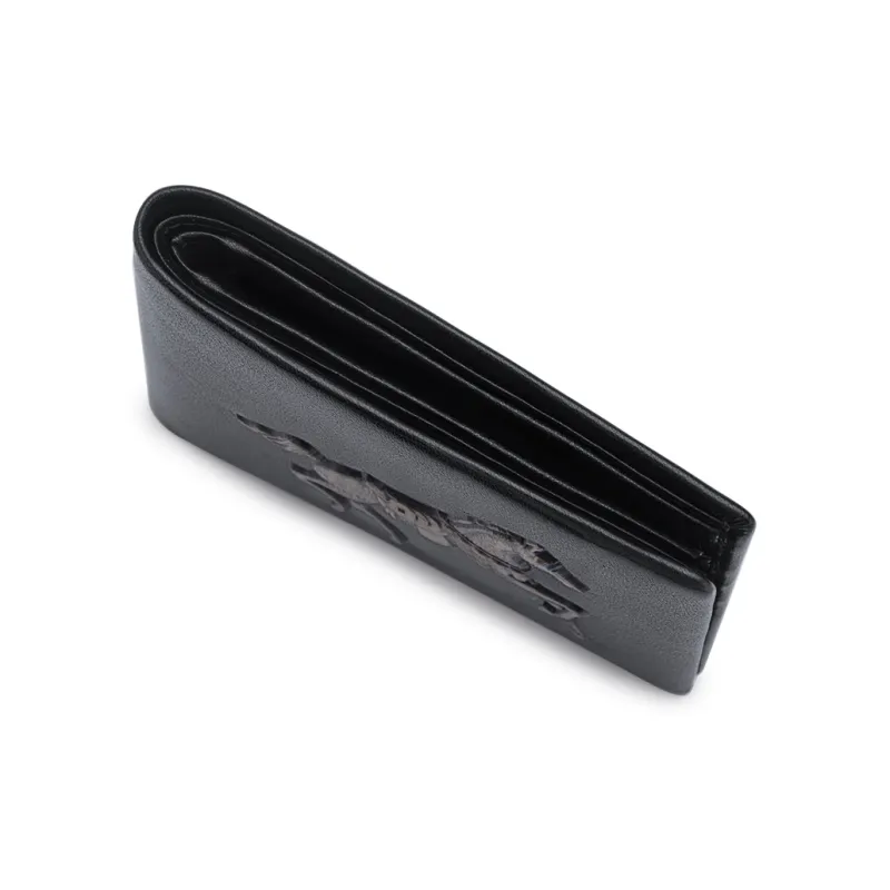 WilliamPOLO Top Grain Cow Leather Cropped Premium Wallet With Multiple Card Slots And Money Clip Men's Black-4