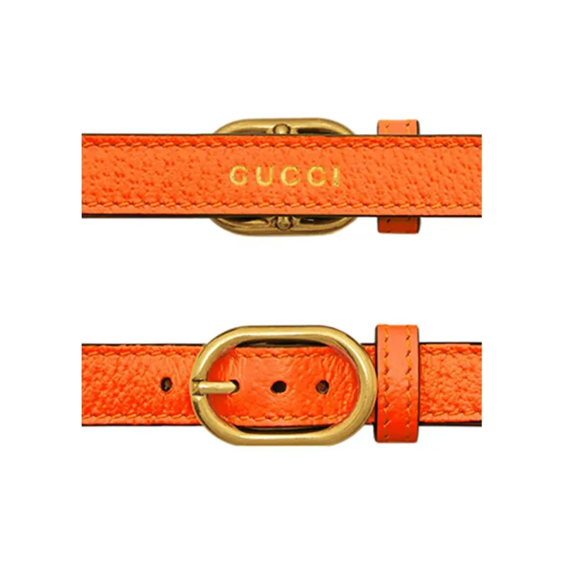 GUCCI Leather Diana Bamboo Bag Shoulder Strap Small Size Women's Orange-4