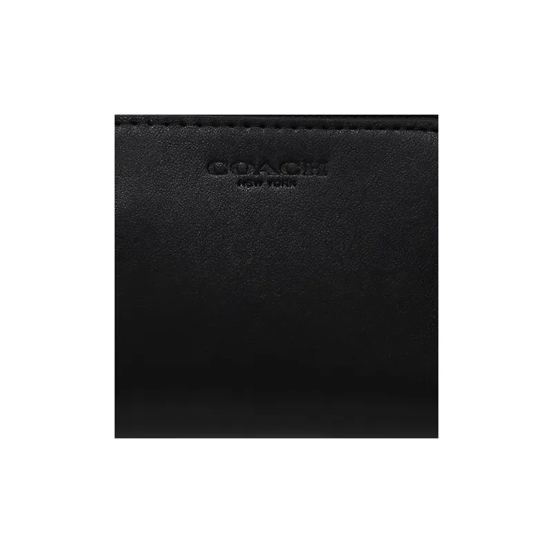 COACH Card Case Refined Calfskin Card Holder, Wallet Regular Unisex Black-4