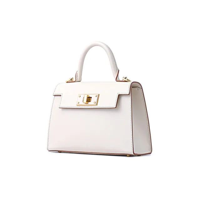 FION Cow Leather Shoulder Bag Crossbody Bag Handbag Women's White-1