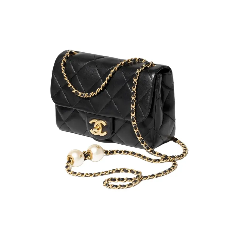 CHANEL Sheepskin Crossbody Bag, Shoulder Bag Mini Women's Black-4