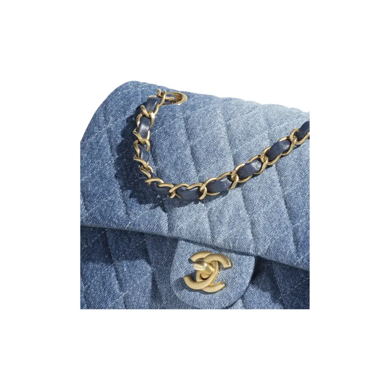 CHANEL Classic Flap CF Washed Denim Crossbody Bag, Shoulder Bag Regular Women's Blue-3