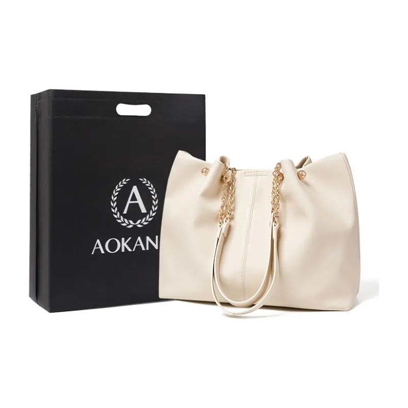 AOKANG Soft Cowhide School Bag Tote Bag Shopping Bag Shoulder Bag Large Size Women's Ecru/Hepburn Black/Apricot Brown-0