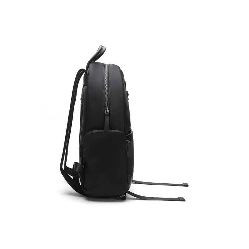 Satchi Fabric With Cow Leather Backpack Travel Bag Small Size Men's Black-2