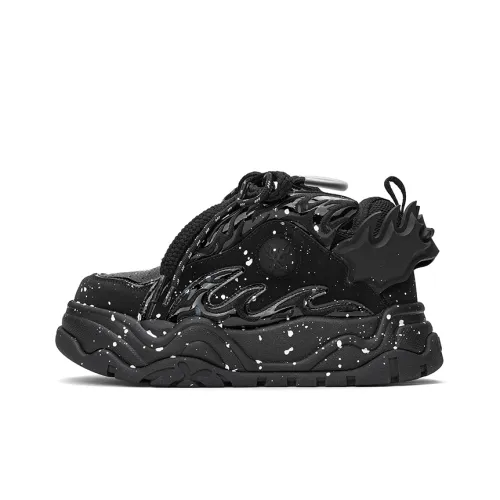 X·LUN Snowy Foot Collection Height Increasing Wear-Resistant Slip-Resistant Low-Top Skateboard Shoes Unisex Black