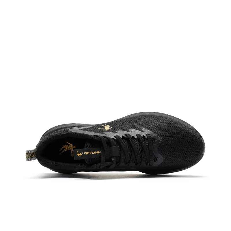QIAODAN Balance Lightweight Low Top Casual Running Shoes Men's Black Gold-3