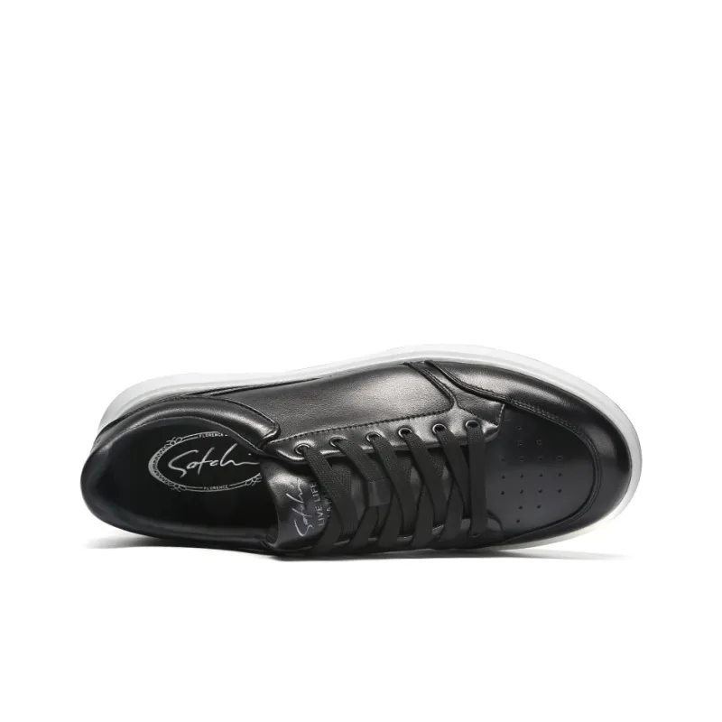 Satchi Cushioned Slip Resistant Abrasion Resistant Breathable Low Top Skateboard Shoes Men's Black 3CM-3