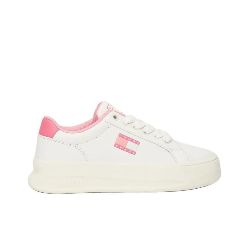 Tommy Hilfiger Low Top Skateboard Shoes Women's White Pink-1