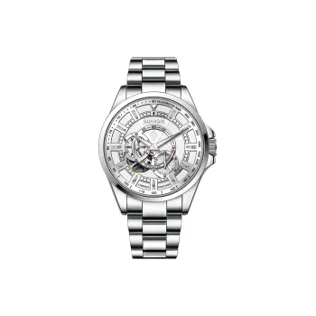 GUANQIN Automatic Mechanical Movement Stainless Steel Watchband Watch Men's Watches White Dial