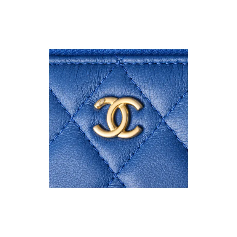 CHANEL Lambskin Box Bag, Makeup Bag, Shoulder Bag, Crossbody Bag Trumpets Women's Blue-4