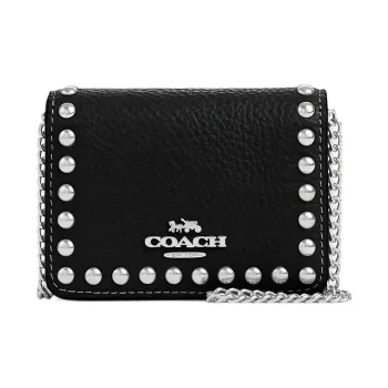 COACH Wallet Pebbled Leather Small Square Bag Shoulder Bag Crossbody Bag Wallet Mini Women's Black