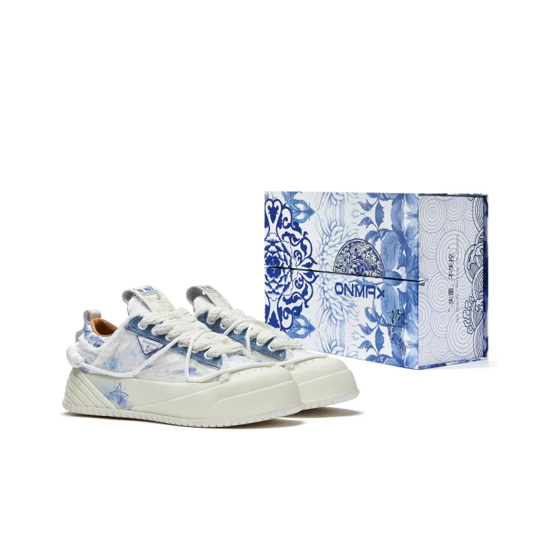 ON MAX Paper Airplane Series Abrasion Resistant Height Increasing Low Top Skateboard Shoes Unisex Blue White-7