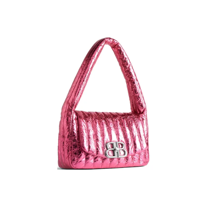 Balenciaga Metallic Embossed Calfskin Handbag Shoulder Bag Women's Pink-1