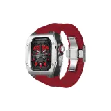 Black Case Silver Bezel, Red Strap
