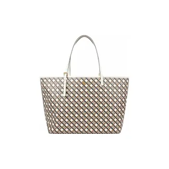 TORY BURCH GEO PVC Tote Bag Shopping Bag Handbag Shoulder Bag Women's Brown/White/Black