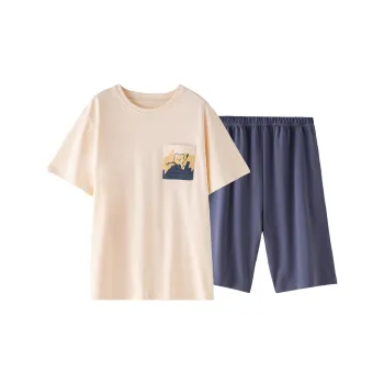 White Ran Pajama Set Men's Light Apricot