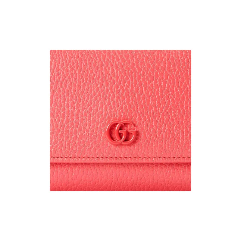 GUCCI GG Marmont Leather Wallet Medium Size Women's Coral Pink-5
