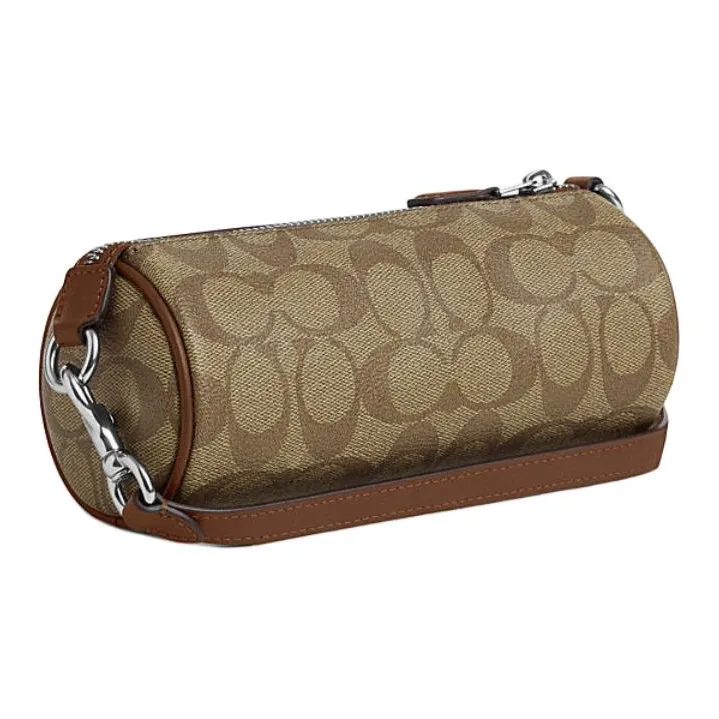 COACH Nolita Artificial Leather Cylinder Bag Handbag Shoulder Bag Small Size Women's Khaki & Saddle Brown-1
