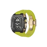 Rose Case Black Bezel, Mustard Green Strap