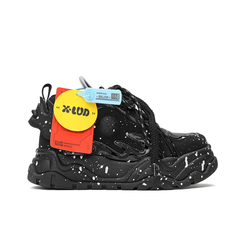 X·LUN Snowy Foot Collection Height Increasing Wear Resistant Slip Resistant Low Top Skateboard Shoes Unisex Black-1