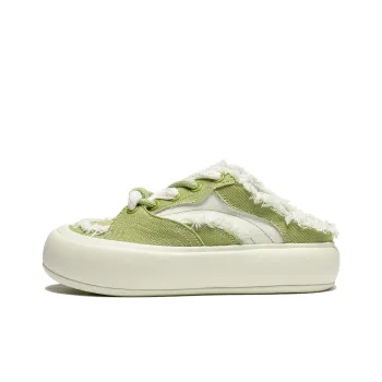 LiNing Puff Mule Cushioning Wear Resistant Low Top Skateboard Shoes Women's Green White