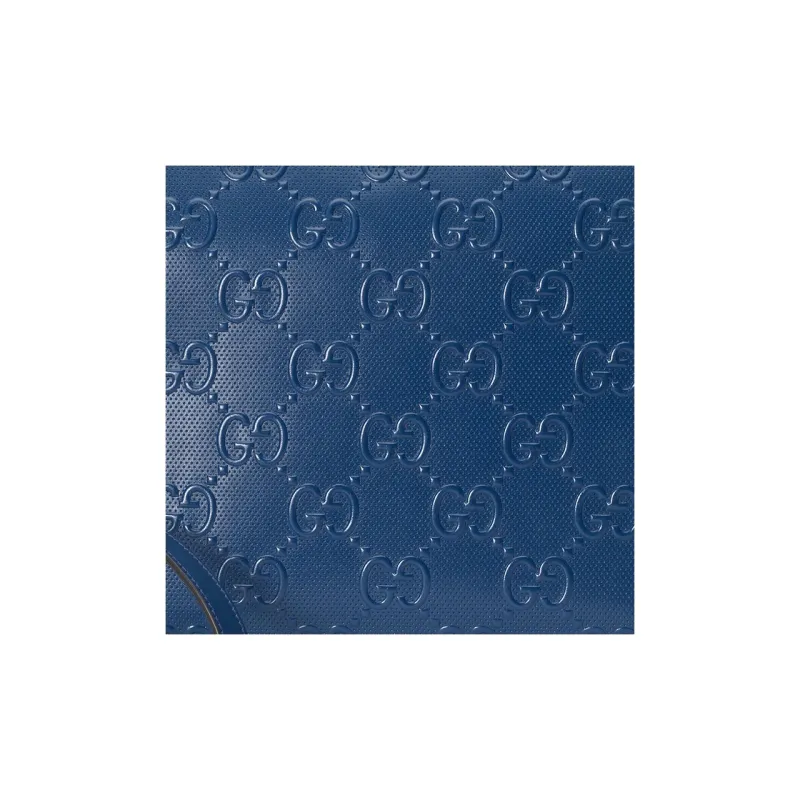 GUCCI Leather Messenger Bag Clutch Medium Size Men's Blue-9