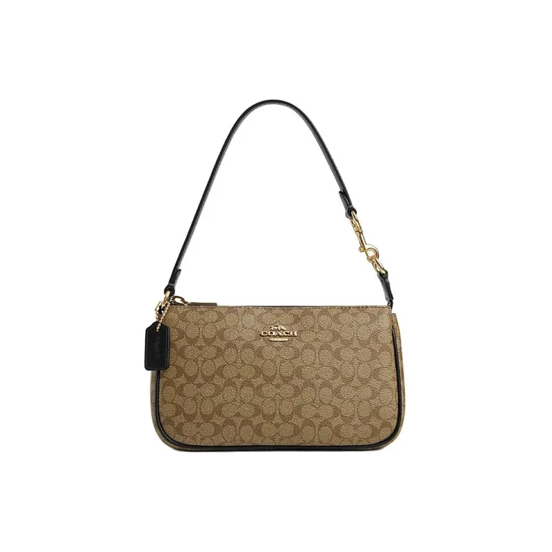 COACH Nolita Artificial Leather One Shoulder Handbags Small Size Women's Khaki & Black-0