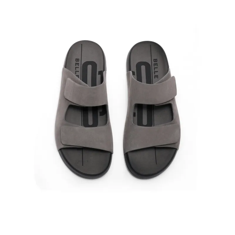 BELLE Slide Slippers Men's Gray Blue Earth Yellow-7