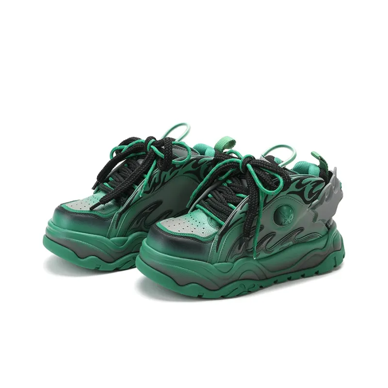 X·LUN Snowy Foot Collection Cushioning Height Increasing Slip Resistant Low Top Skateboard Shoes Unisex Green-3