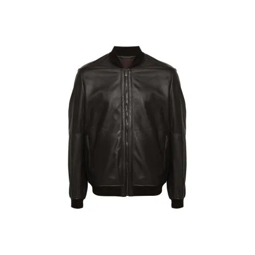 Corneliani Leather Jackets Men Dark Brown