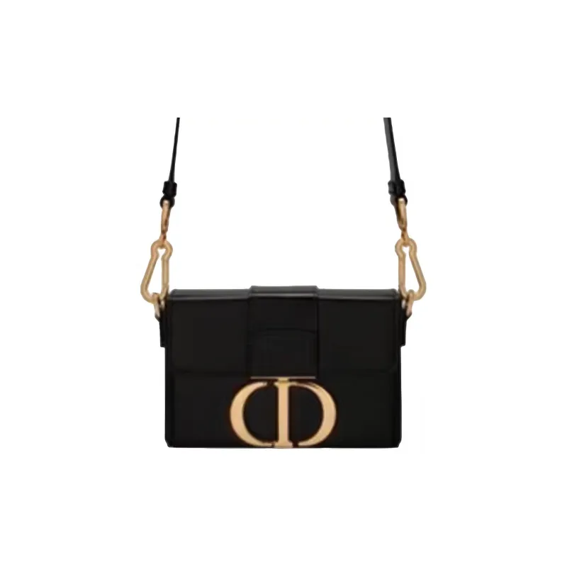 DIOR 30 Montaigne Collection Cow Leather Box Bag, Shoulder Bag, Crossbody Bag Women's Black-3
