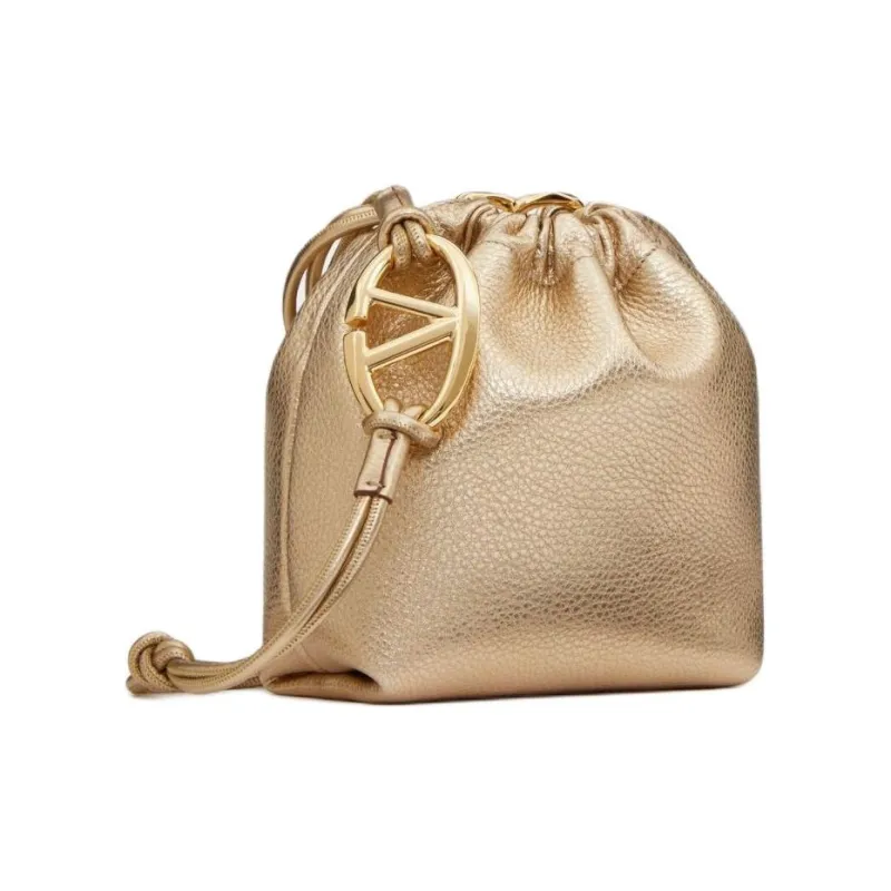 Valentino GARAVANIVlogo Calfskin Bucket Bag, Shoulder Bag, Crossbody Bag Mini Women's Gold-1
