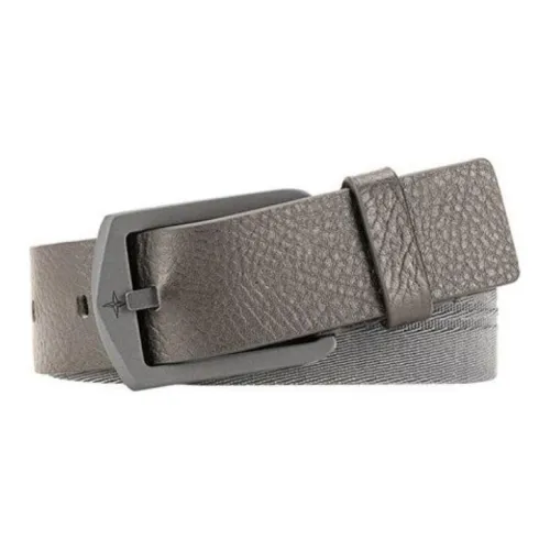 STONE ISLAND Logo Design Pin Buckle Leather Belts Unisex Gray