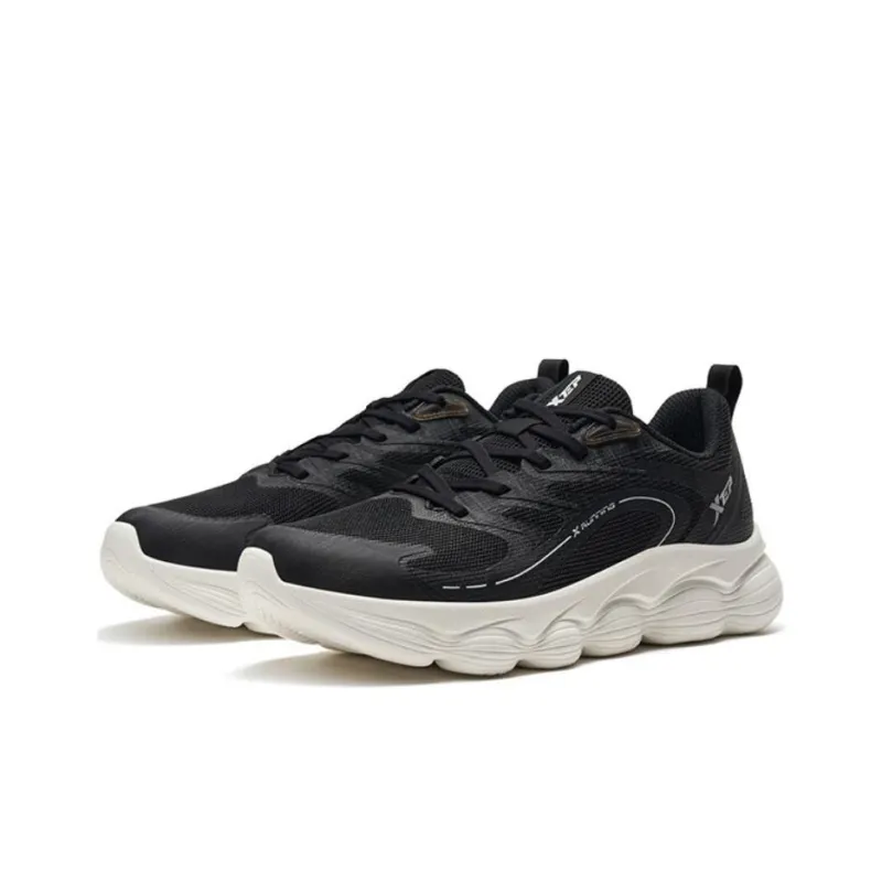 XTEP Cushioned Slip Resistant Low Top Running Shoes Men's Black White-1