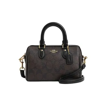 COACH Rowan PVC Handbag Shoulder Bag Crossbody Bag Mini Women's Brown Monogram & Black