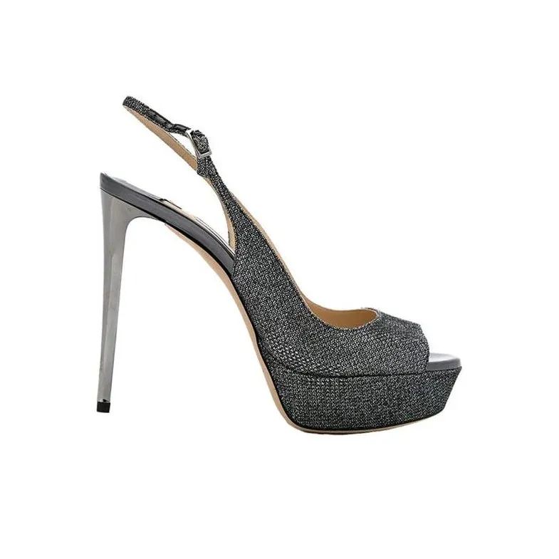 Jimmy Choo Selma Strap Sandals 12cm Women's Gray-2