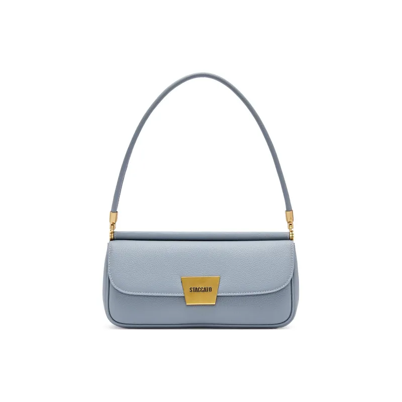 Staccato Cow Leather Handbag, Shoulder Bag Women's Oat Milk, Glacier Blue-4