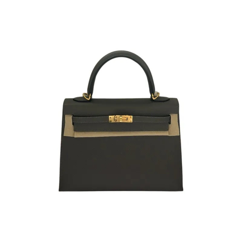 HERMES Kelly Epsom Leather Kelly Bag Handbags Unisex Cumulus Gray-0