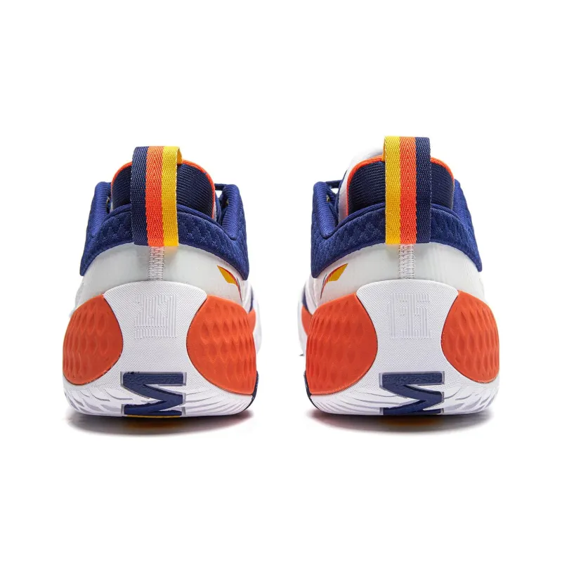 LiNing Rage 2 Cushioned Wear Resistant Supportive Lightweight Rebound Low Top Basketball Shoes Men's White Blue Orange-5