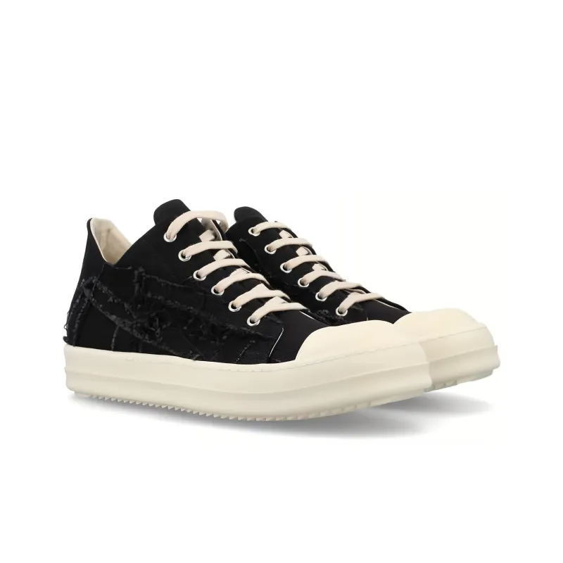 Rick Owens DRKSHDW Slashed Low Sneaks Black Milk-2