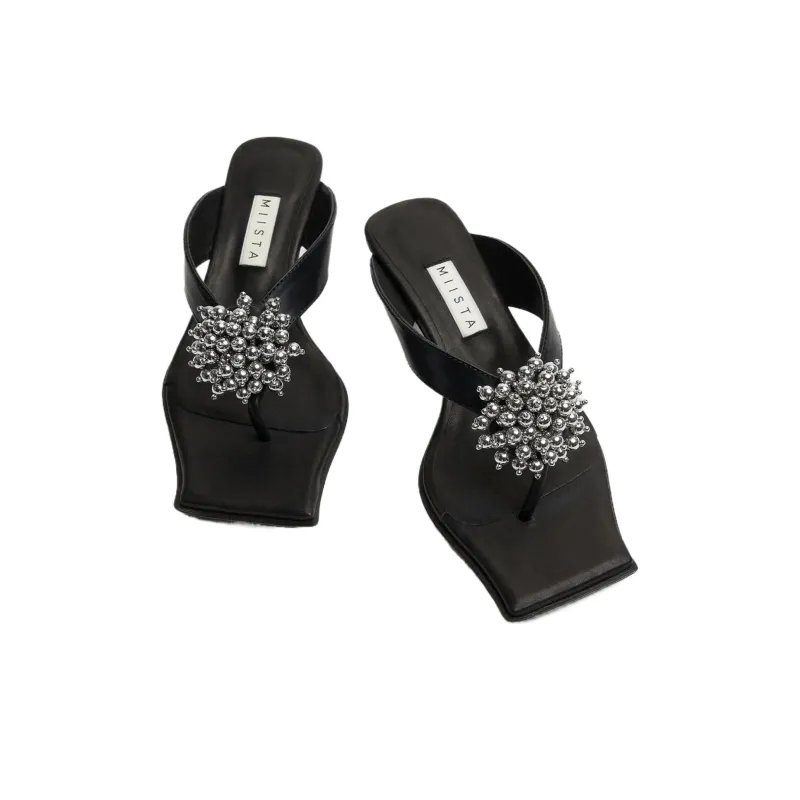 MIISTA Flip Flops Women's Black-2