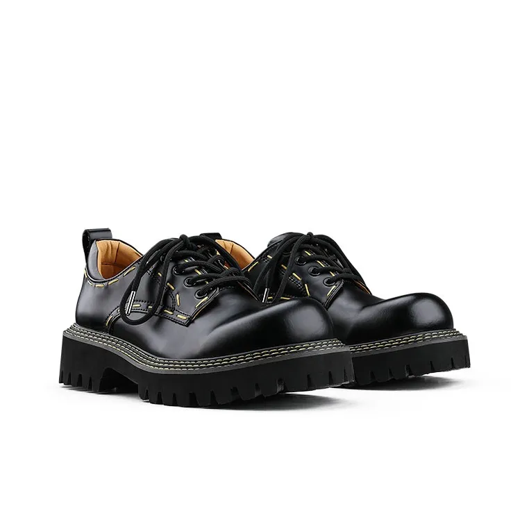 HANQIAORIJI Heavy Industry Series Men's Casual Shoes Unisex Low Top Black, Yellow-3