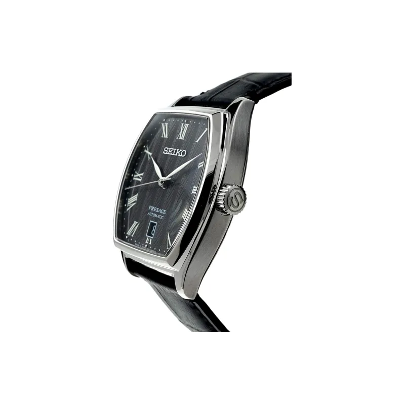 SEIKO Presage Series Mechanical Movement Cowhide Strap Watch Unisex Black Dial SRPD07J1-2