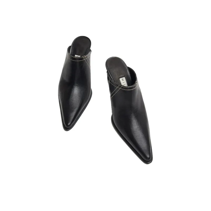 MIISTA Closed Toe Slippers 9cm Women's Black-2