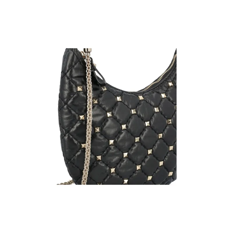 Valentino GARAVANI ROCKSTUD Cow Leather One Shoulder Handbags Women's Black-3