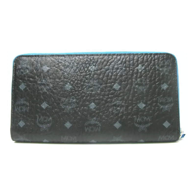 MCM Wallet Visetos Blue Zip Tape Large Black-3