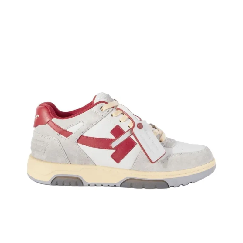 OFF WHITE Out Of Office Ooo Low Tops Light Grey Red-1