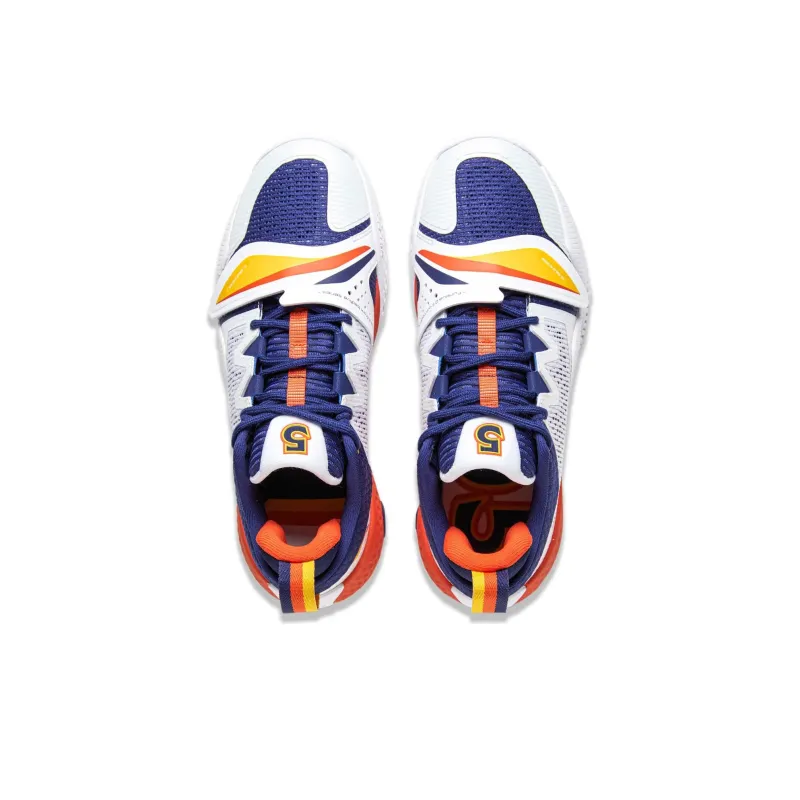 LiNing Rage 2 Cushioned Wear Resistant Supportive Lightweight Rebound Low Top Basketball Shoes Men's White Blue Orange-3